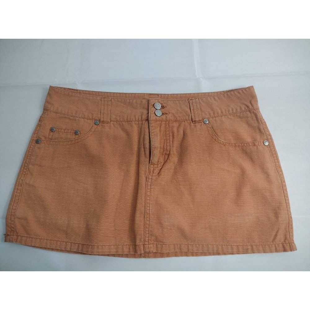 Blue Asphalt Mini Skirt Tan Khaki Front Zip Size 5 orange